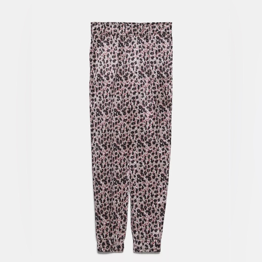 Zara Woman New Size S 2 pc set L/S JOGGING SET - SATIN EFFECT LEOPARD - Picture 4 of 7